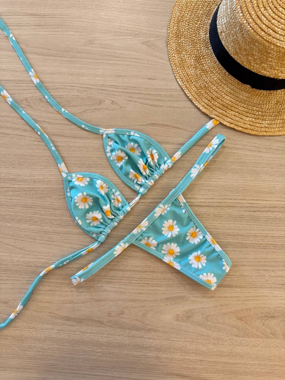 Biquíni Fita Flor Azul