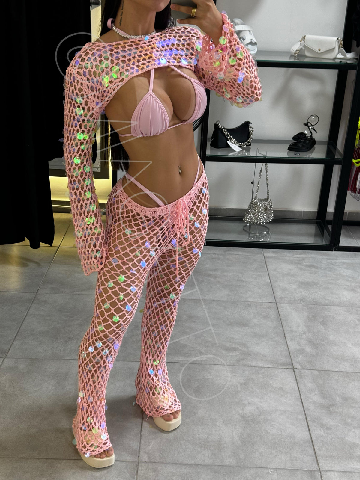 Saída de Praia Sereia Pink (Conjunto)