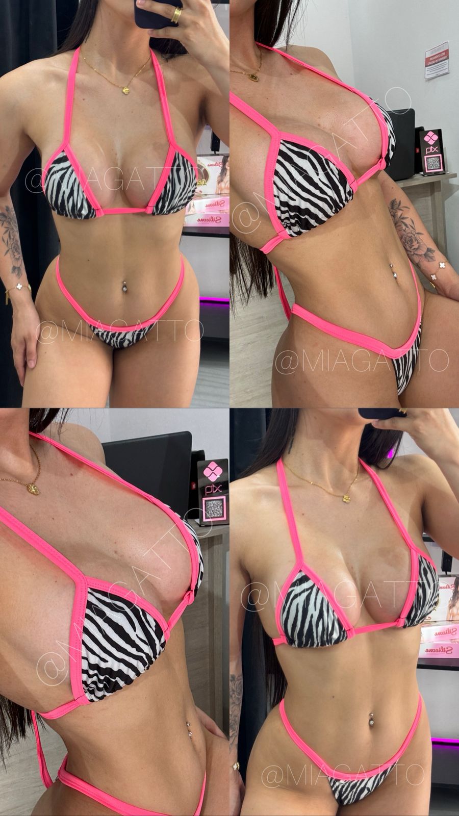 Biquíni Fita Zebra Preto e Rosa