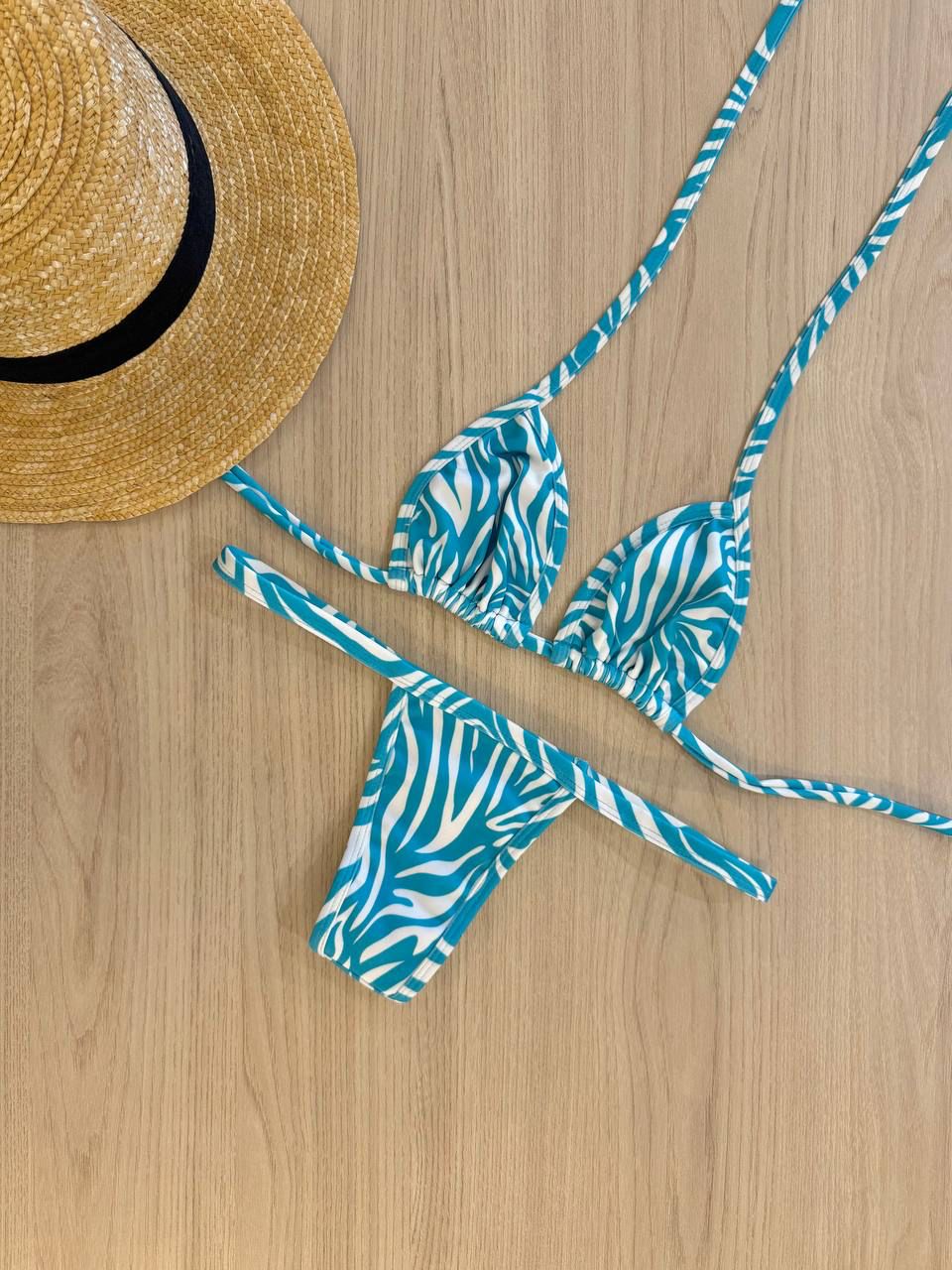 Biquíni Fita Zebra Azul